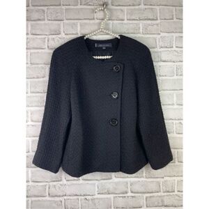 AK Anne Klein Women's Black Tweed Blazer Jacket Size 4 Business Classic